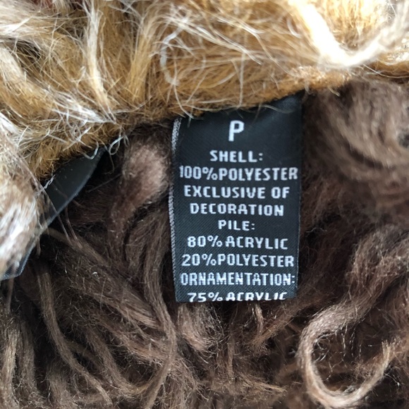 INC Faux Fur Brown Vest Gemstones Petite Small - Picture 4 of 11